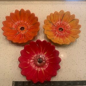 Set of Three Floral Ceramic Bowls